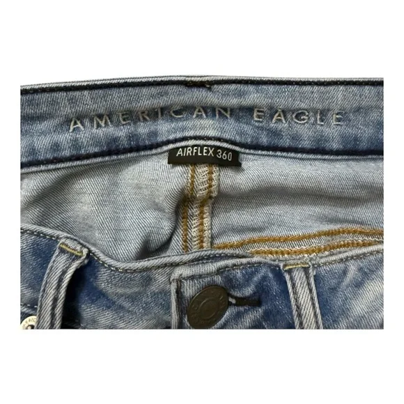 American Eagle AirFlex 360 Distressed Skinny Jeans 28x32 Light Wash - Picture 4 of 6